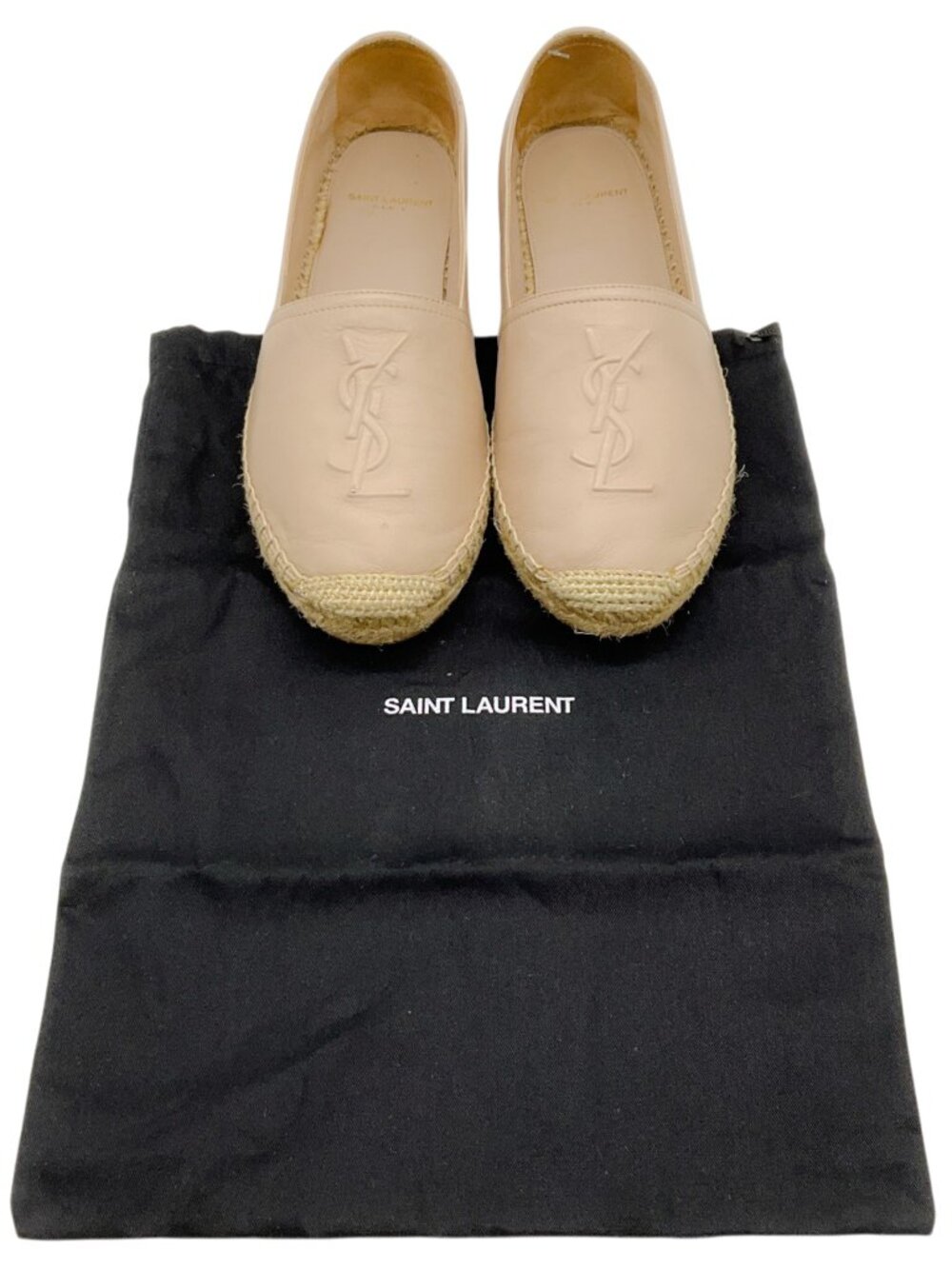 Yves Saint Laurent Rose Poudre Leather Flat Espadrilles - Picture 7 of 9